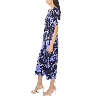 Women's MSK V-Neck Twist Front Midi Dress