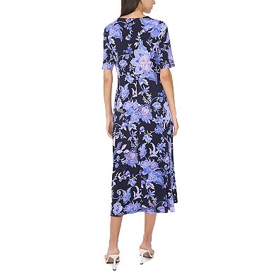 Women's MSK V-Neck Twist Front Midi Dress
