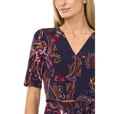 Women's MSK V-Neck Tie Waist Midi Dress