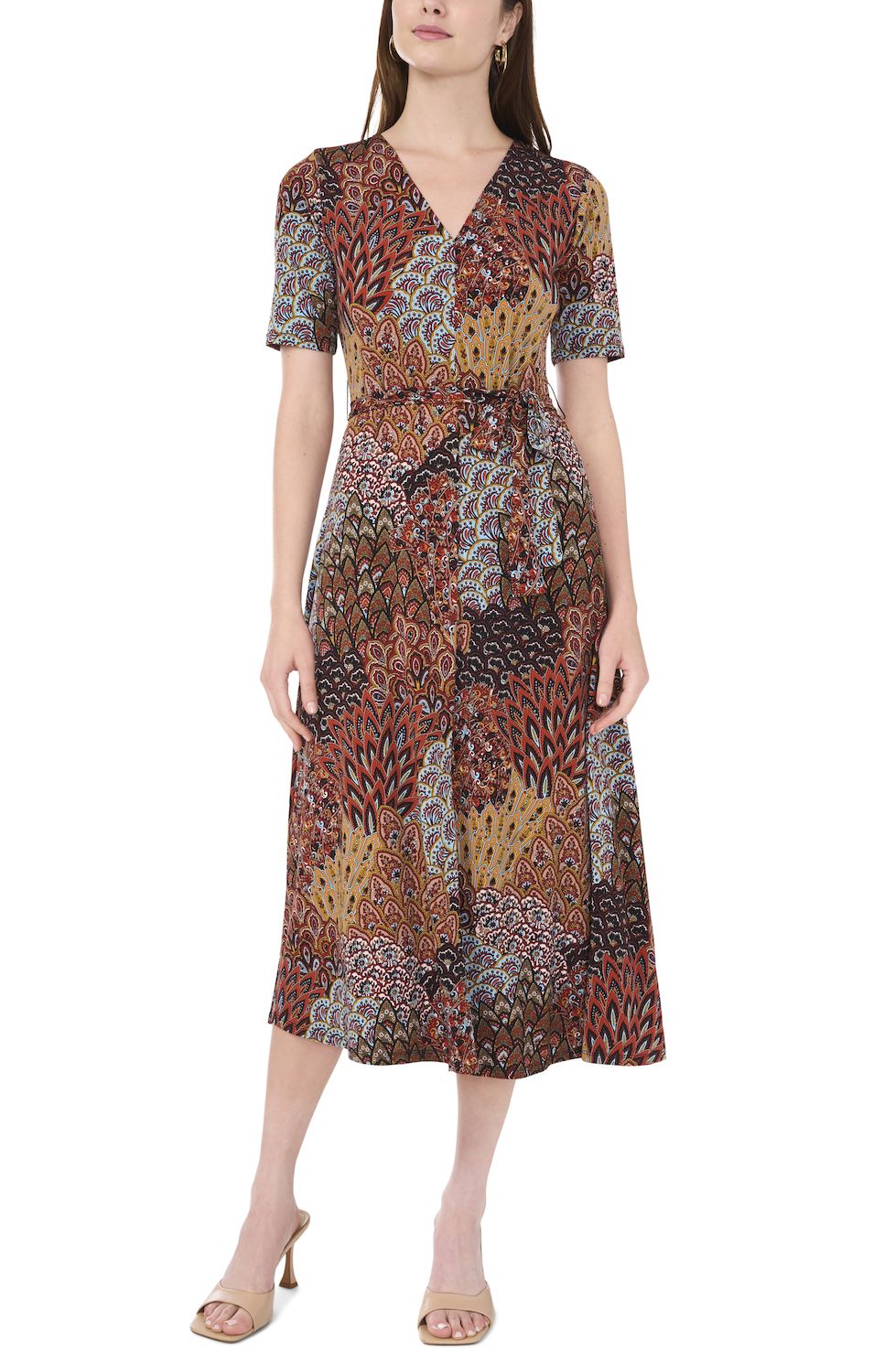 Женские платья MSK V-Neck Tie Waist Midi Dress