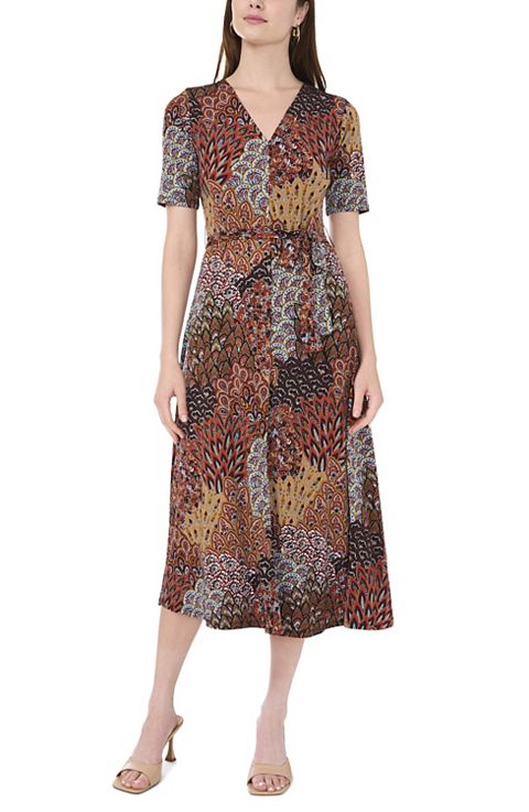 Женские платья MSK Women's MSK V-Neck Tie Waist Midi Dress