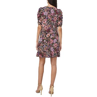 Women's MSK Floral Puff Sleeve Flounce Hem Dress