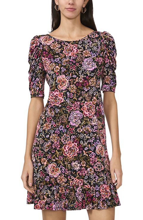 Женские платья MSK Women's MSK Floral Puff Sleeve Flounce Hem Dress