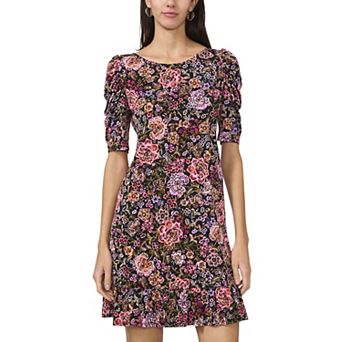 Women's MSK Floral Puff Sleeve Flounce Hem Dress