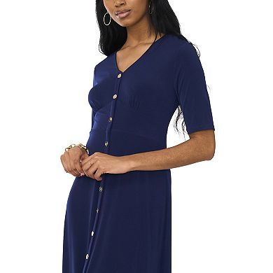 Women's MSK Button Front Midi Dress