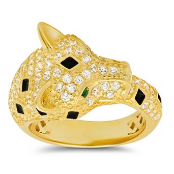 Queen Jewels 14k Gold Over Silver Cubic Zirconia Panther Statement Ring