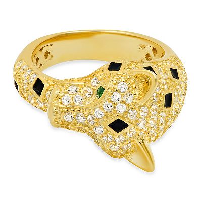 Queen Jewels 14k Gold Over Silver Cubic Zirconia Panther Statement Ring