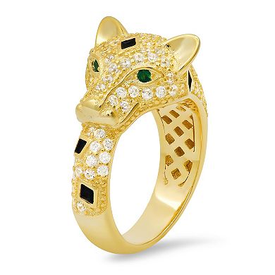 Queen Jewels 14k Gold Over Silver Cubic Zirconia Panther Statement Ring