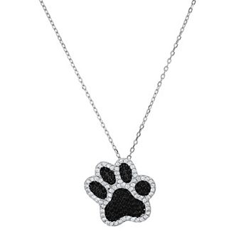 Queen Jewels Sterling Silver Cubic Zirconia Doggy Paw Pendant Necklace