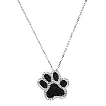 Queen Jewels Sterling Silver Cubic Zirconia Doggy Paw Pendant Necklace