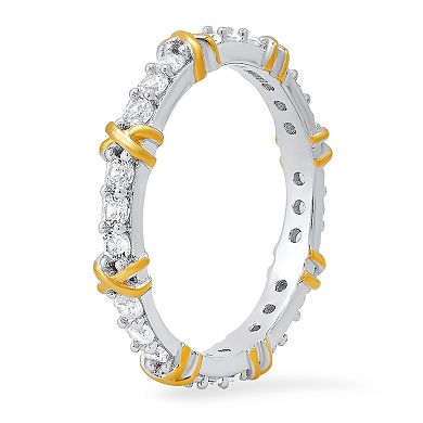 Queen Jewels Sterling Silver Cubic Zirconia X Stackable Eternity Band Ring