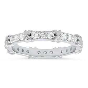 Queen Jewels Sterling Silver Cubic Zirconia X Stackable Eternity Band Ring