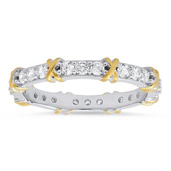 Queen Jewels Sterling Silver Cubic Zirconia X Stackable Eternity Band Ring