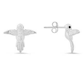Queen Jewels Sterling Silver Cubic Zirconia Hummingbird Stud Earrings