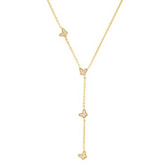 Queen Jewels Sterling Silver Mother-of-Pearl Floating Butterfly Y-Necklace