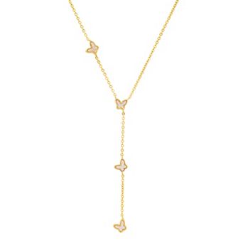 Queen Jewels Sterling Silver Mother-of-Pearl Floating Butterfly Y-Necklace