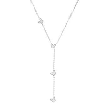 Queen Jewels Sterling Silver Mother-of-Pearl Floating Butterfly Y-Necklace