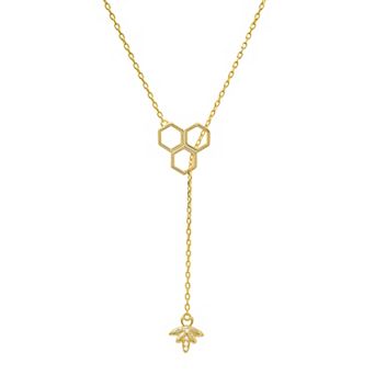 Queen Jewels Sterling Silver Cubic Zirconia Bumble Bee & Honeycomb Lariat Y-Necklace
