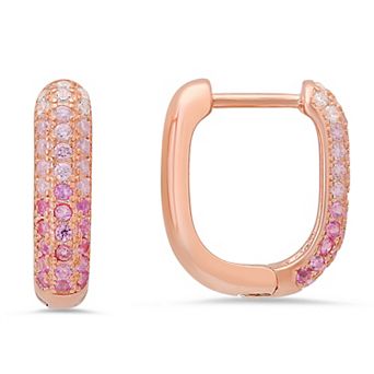 Queen Jewels Sterling Silver Pave U Shaped Hoop Earrings