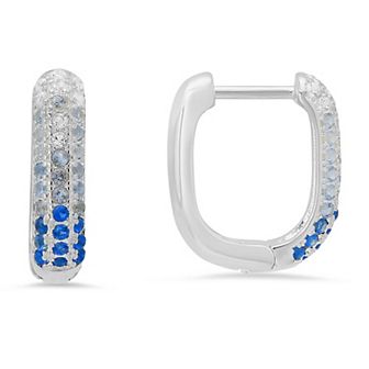 Queen Jewels Sterling Silver Pave U Shaped Hoop Earrings