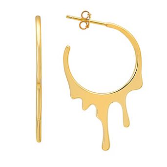 Queen Jewels Sterling Silver Melting Gold Statement Hoop Earrings