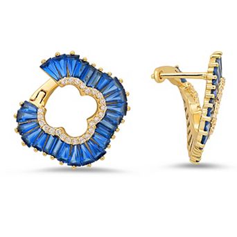 Queen Jewels Sterling Silver Cubic Zirconia Clover Statement Hoop Earrings