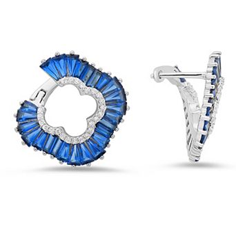 Queen Jewels Sterling Silver Cubic Zirconia Clover Statement Hoop Earrings