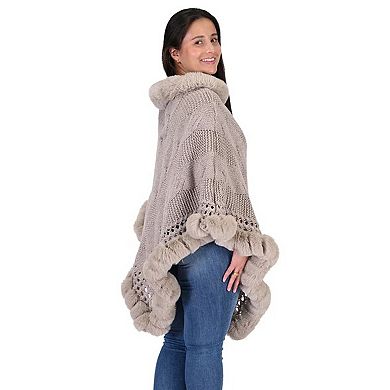 Women's Le Moda Traveler's Luxe Chunky Cable Knit Poncho