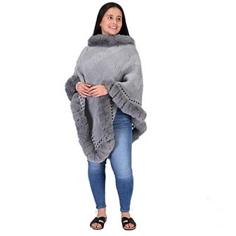 Women's Le Moda Traveler's Luxe Chunky Cable Knit Poncho