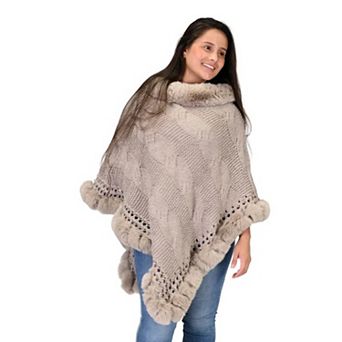 Women's Le Moda Traveler's Luxe Chunky Cable Knit Poncho
