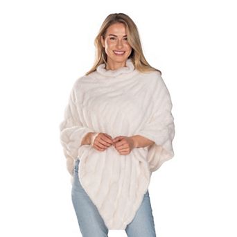 Women's Le Moda Plush Faux Fur Cozy Poncho