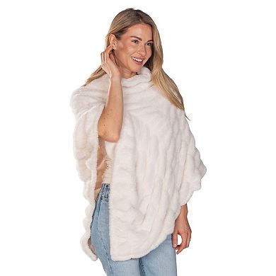 Women's Le Moda Plush Faux Fur Cozy Poncho
