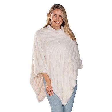 Women's Le Moda Plush Faux Fur Cozy Poncho