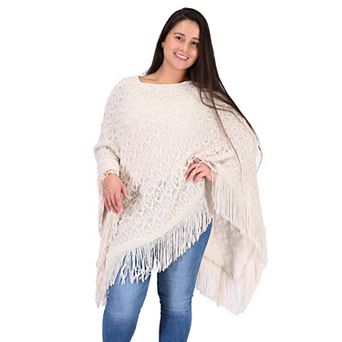 Women's Le Moda Knit Fringe Poncho