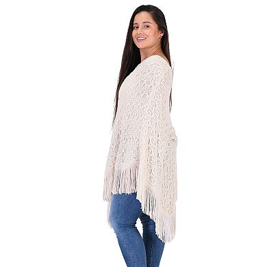 Women's Le Moda Knit Fringe Poncho