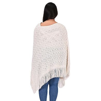 Women's Le Moda Knit Fringe Poncho