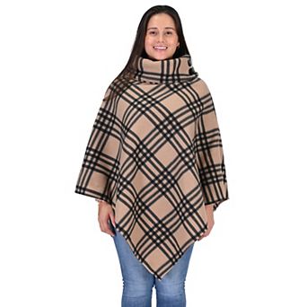 Women's Le Moda The Charlotte Plaid Cowl Neck Poncho