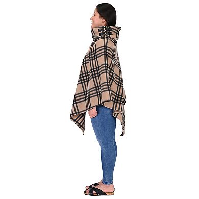 Women's Le Moda The Charlotte Plaid Cowl Neck Poncho