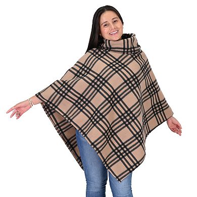 Women's Le Moda The Charlotte Plaid Cowl Neck Poncho