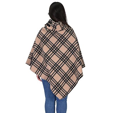 Women's Le Moda The Charlotte Plaid Cowl Neck Poncho