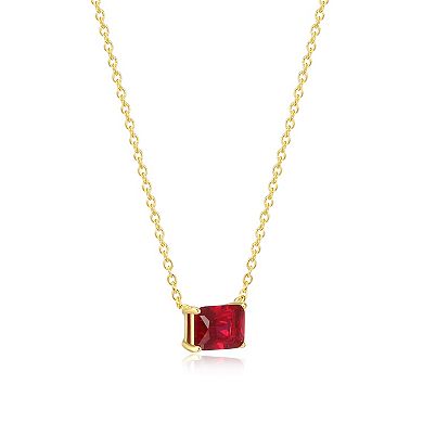 Classic Treasures 18k Gold Over Sterling Silver Lab-Created Gemstone Emerald Cut Necklace