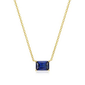 Classic Treasures 18k Gold Over Sterling Silver Lab-Created Gemstone Emerald Cut Necklace