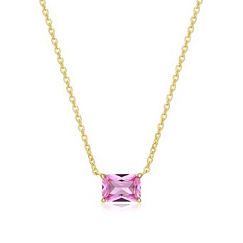 Classic Treasures 18k Gold Over Sterling Silver Lab-Created Gemstone Emerald Cut Necklace