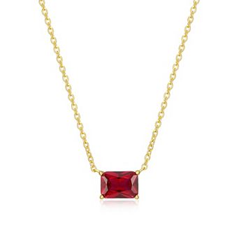 Classic Treasures 18k Gold Over Sterling Silver Lab-Created Gemstone Emerald Cut Necklace