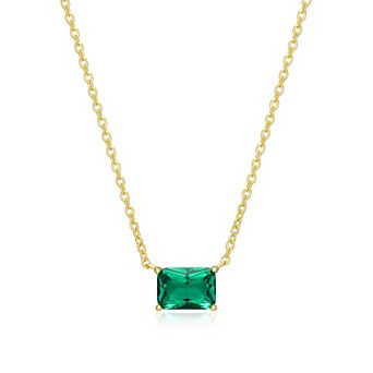 Classic Treasures 18k Gold Over Sterling Silver Lab-Created Emerald Necklace