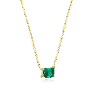 Classic Treasures 18k Gold Over Sterling Silver Lab-Created Emerald Necklace
