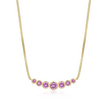 Classic Treasures 18k Gold Over Sterling Silver Round Lab-Created Gemstone Necklace