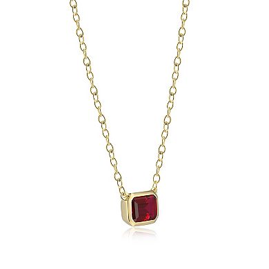 Classic Treasures 18k Gold Over Sterling Silver Lab-Created Gemstone Emerald Cut Bezel Necklace