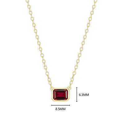 Classic Treasures 18k Gold Over Sterling Silver Lab-Created Gemstone Emerald Cut Bezel Necklace