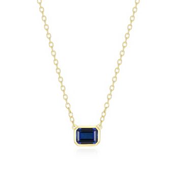Classic Treasures 18k Gold Over Sterling Silver Lab-Created Gemstone Emerald Cut Bezel Necklace